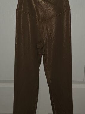 Aerie Offline V-Waist Metallic Taupe High-Rise 7/8 Length Leggings